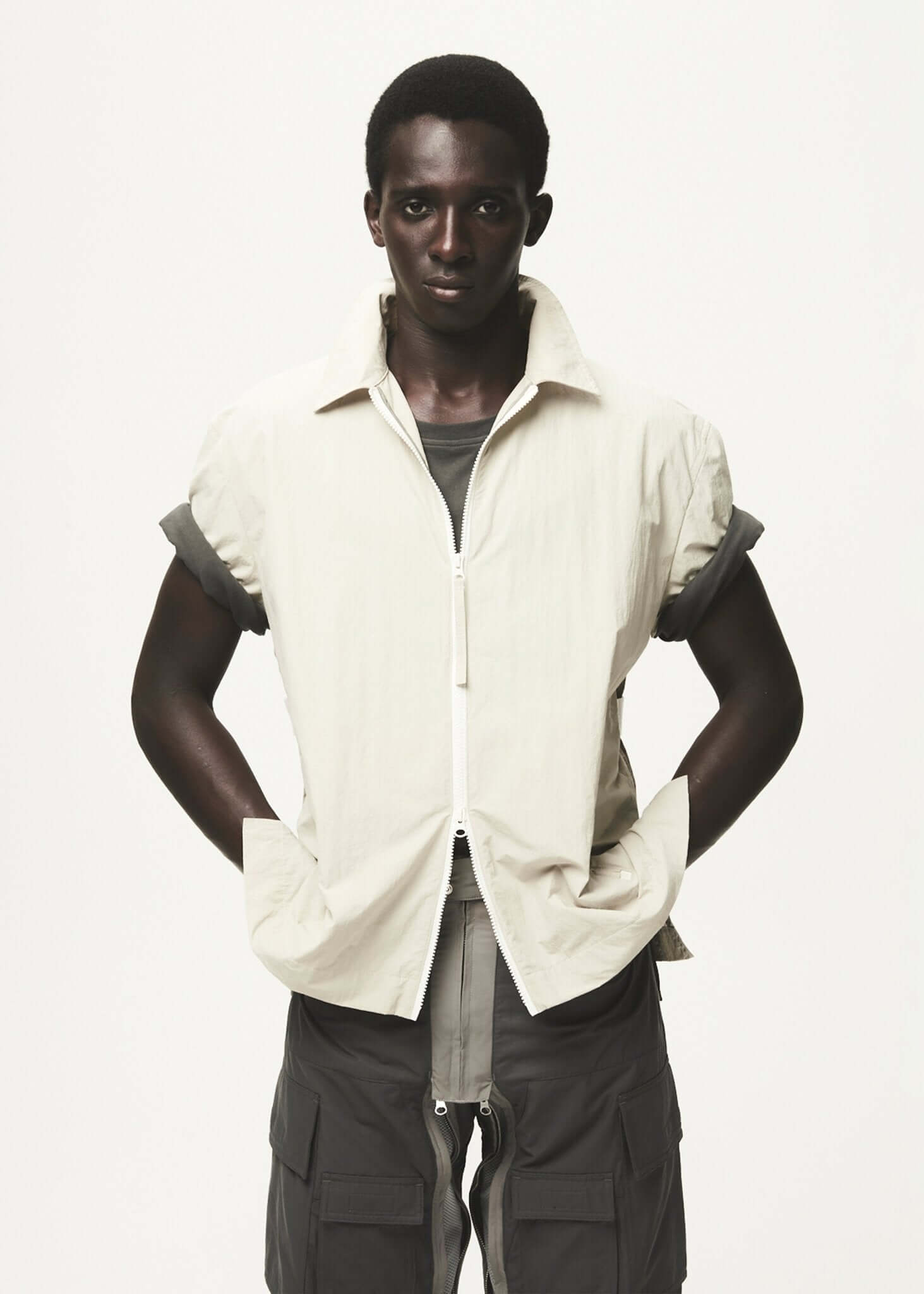 Compartment Nylon Shirt With Detachable Hood - NILMANCE