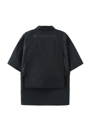 Compartment Nylon Shirt With Detachable Hood - NILMANCE